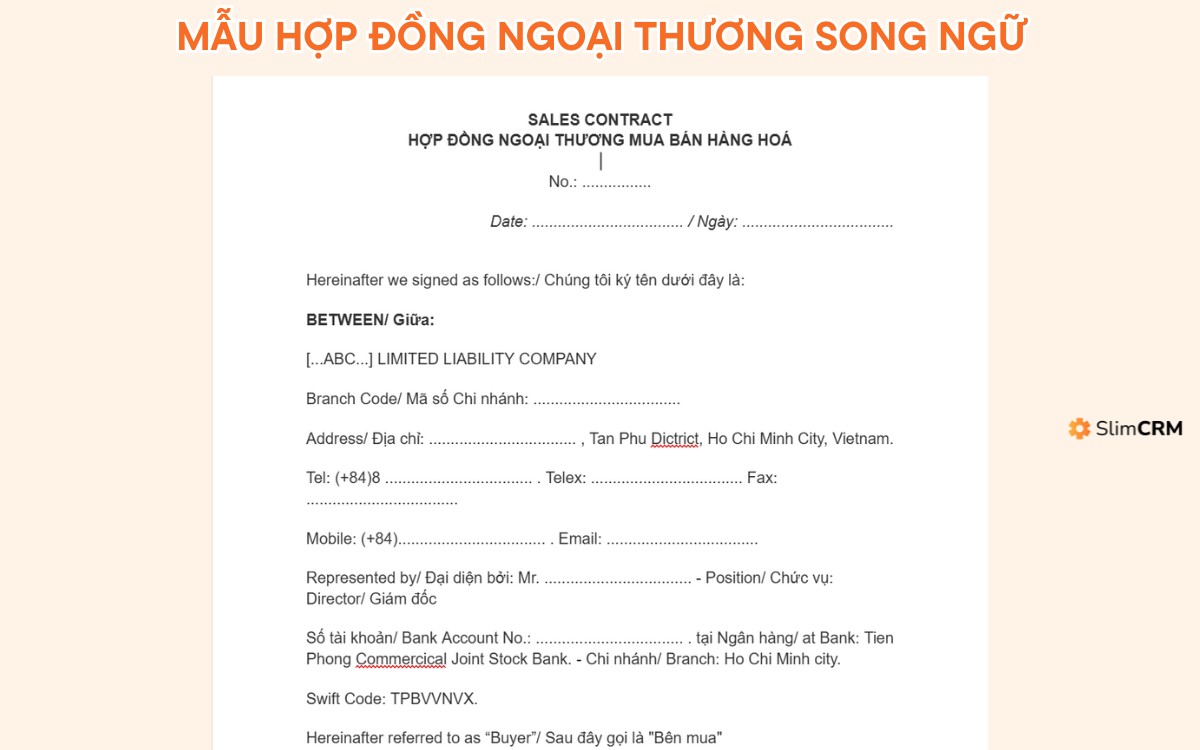 Mẫu hợp đồng ngoại thương song ngữ