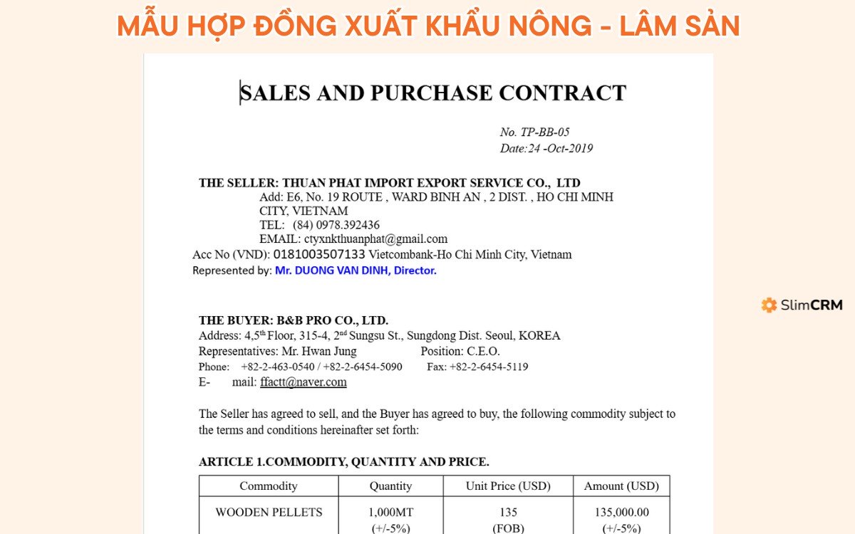 Mẫu hợp đồng ngoại thương