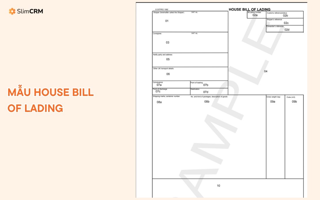 Mẫu House Bill of Lading