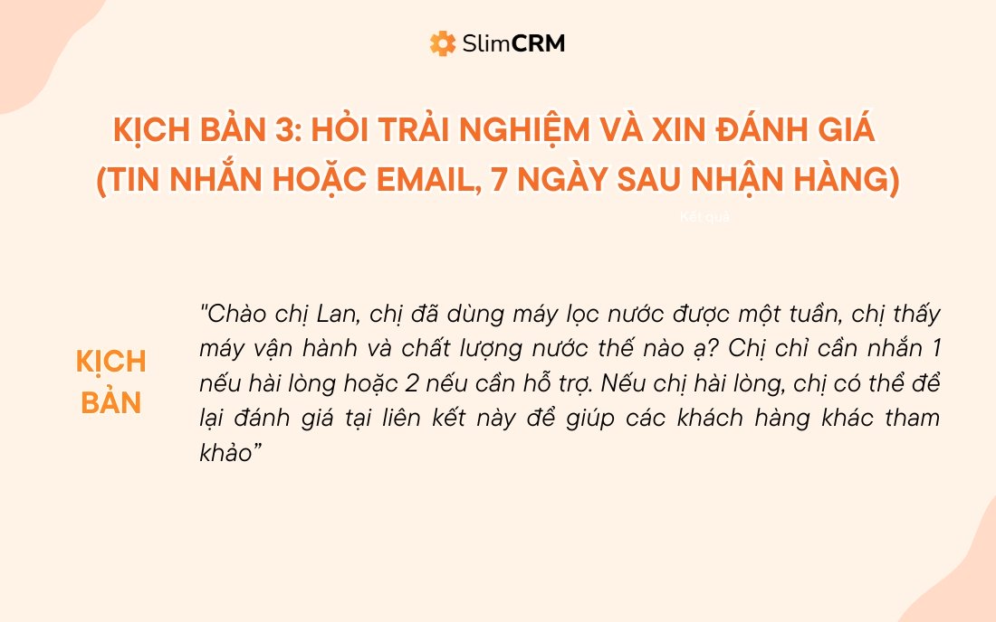 kịch bản chăm sóc khách hàng sau bán hàng