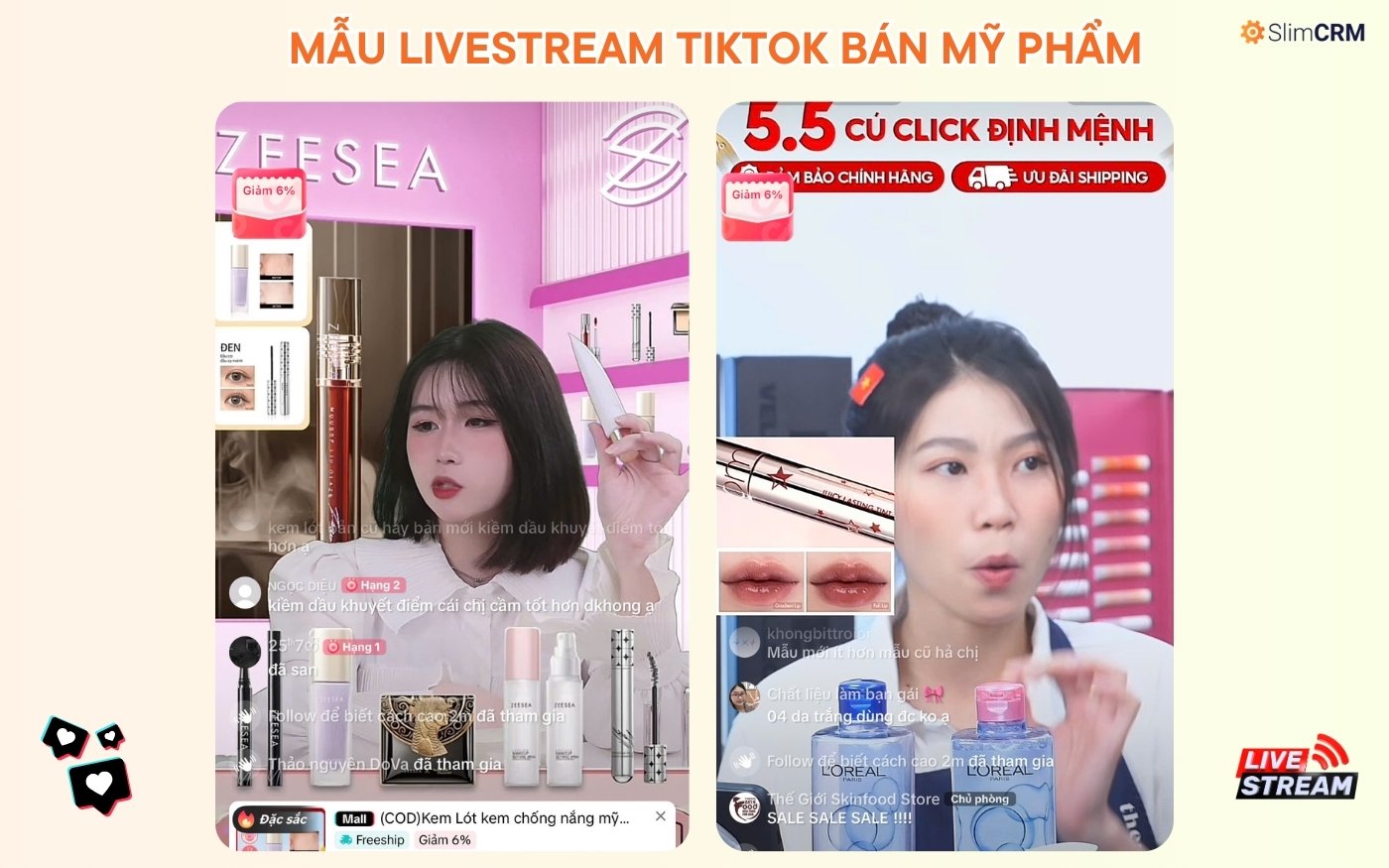 Mẫu kịch bản Livestream Tiktok bán mỹ phẩm