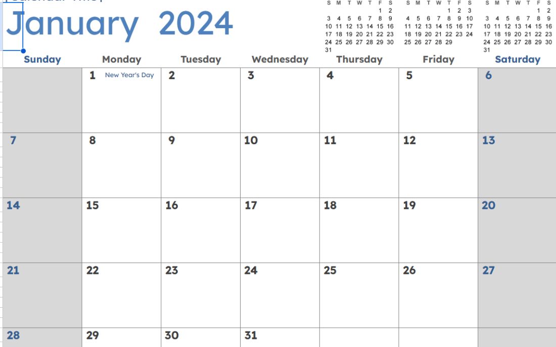 Mẫu lịch làm việc 2025 Excel
