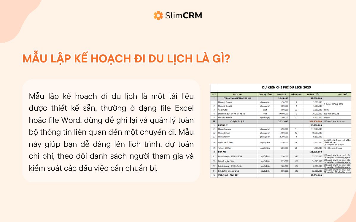Mẫu lập kế hoạch đi du lịch là gì