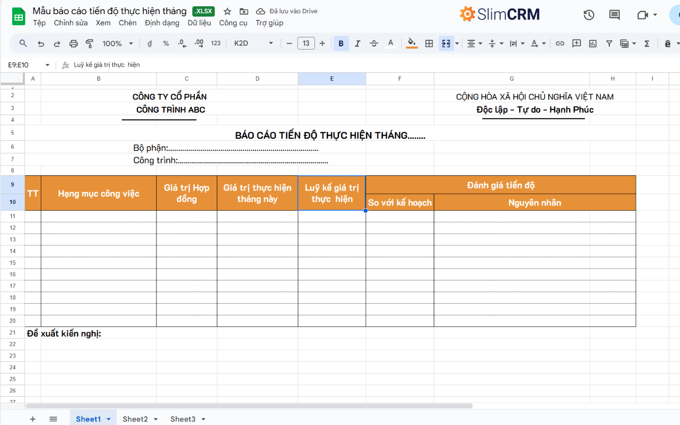 Mẫu lập kế hoạch thi công công trình