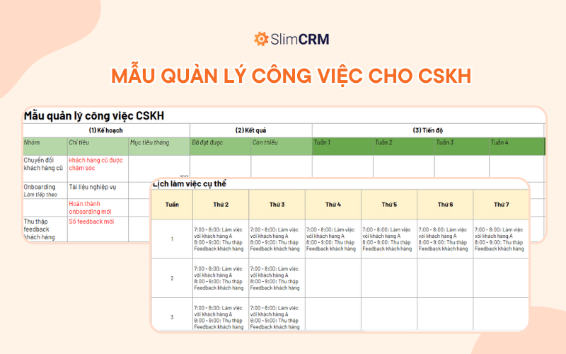 Mẫu quản lý công việc bằng Excel cho nhân viên CSKH