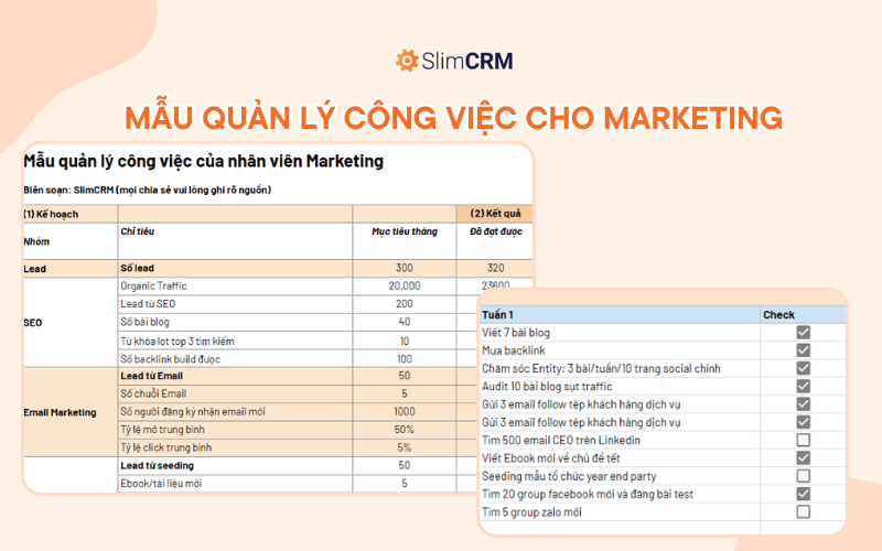 File quản lý công việc cho Marketing