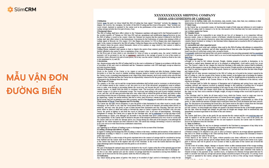 Mẫu vận đơn đường biển