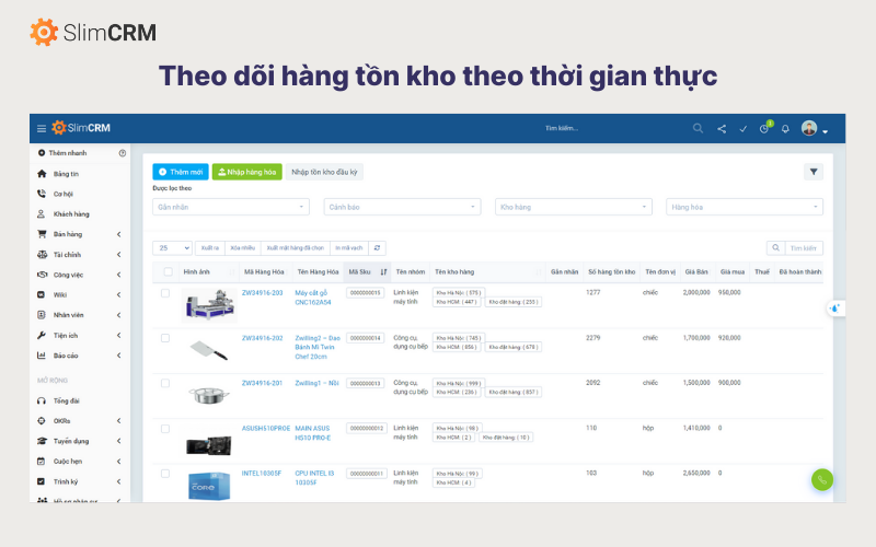 Theo dõi hàng tồn kho theo thời gian thực