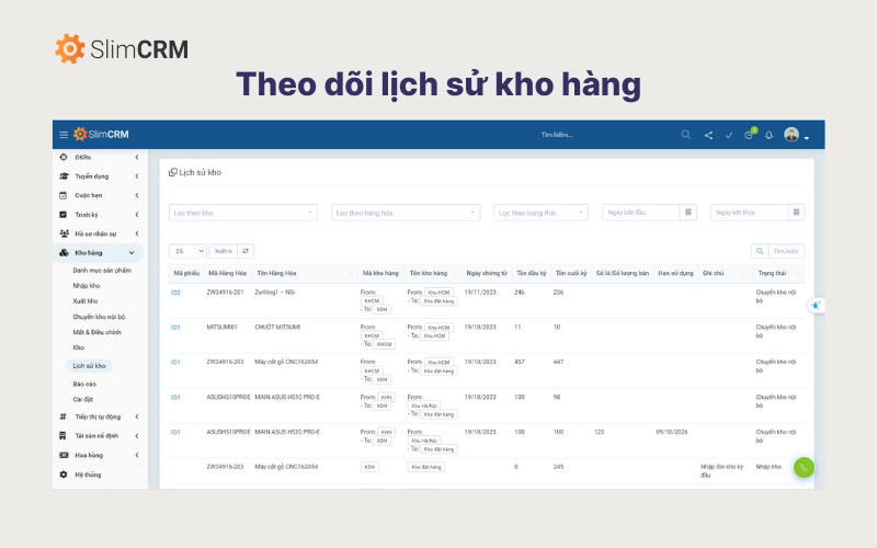 Báo cáo xuất nhập kho: