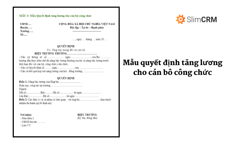 Mẫu Quyết định tăng lương cho cán bộ công chức