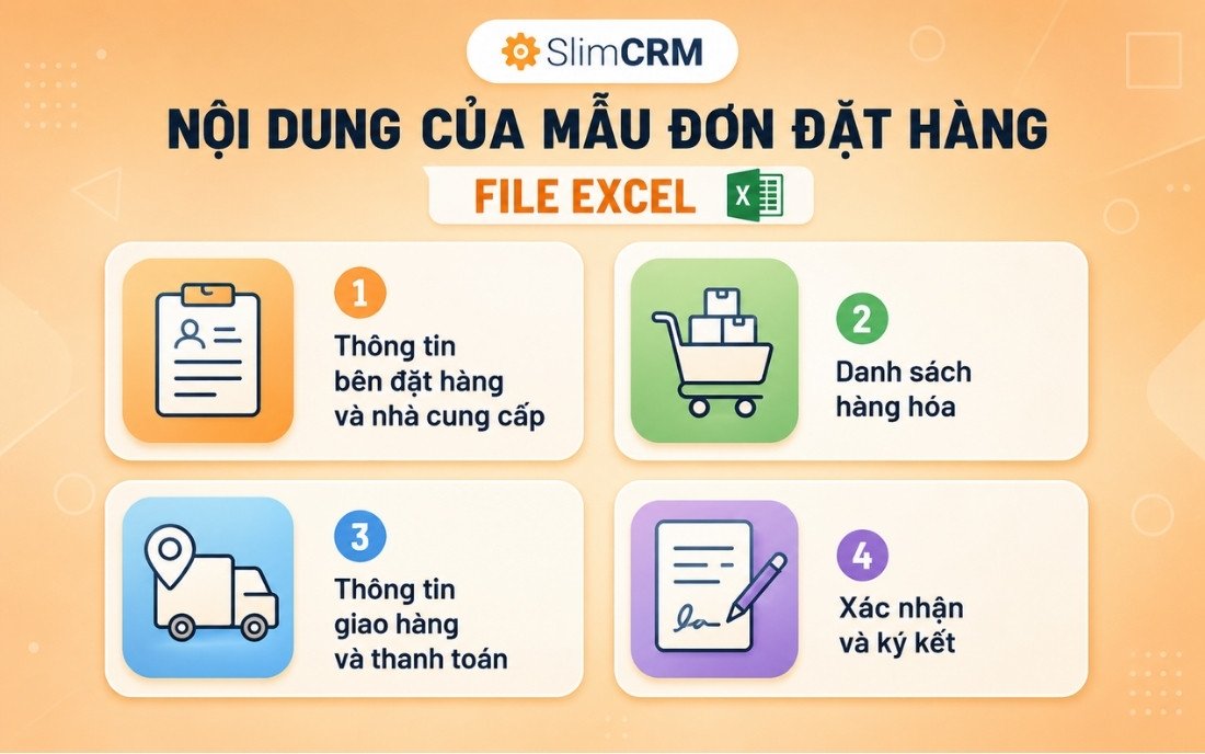 Nội dung của mẫu đơn đặt hàng file Excel
