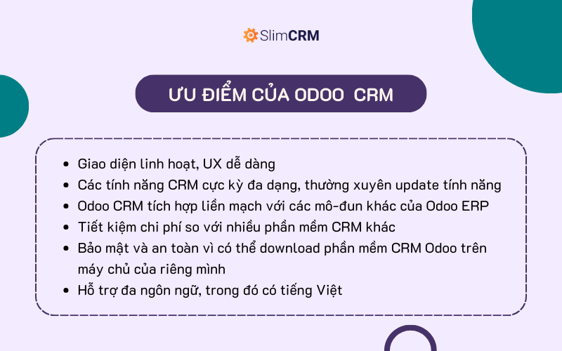 Ưu điểm của Odoo CRM là gì?