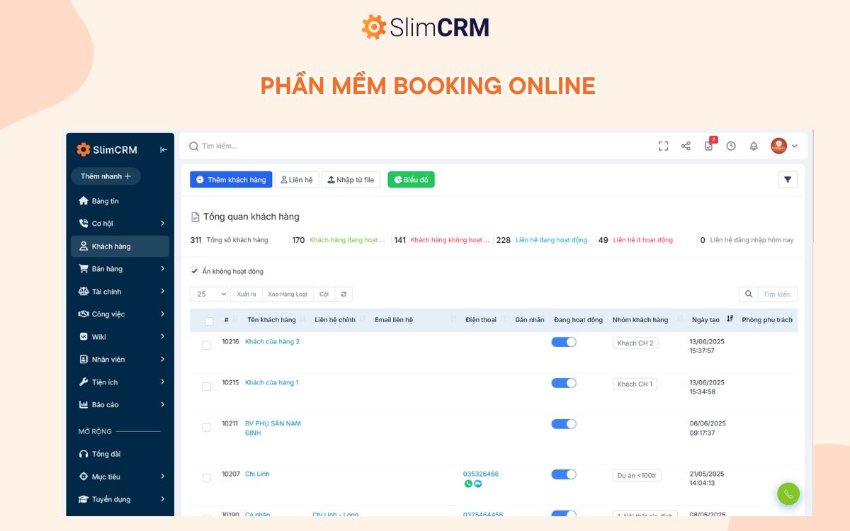 phần mềm booking online