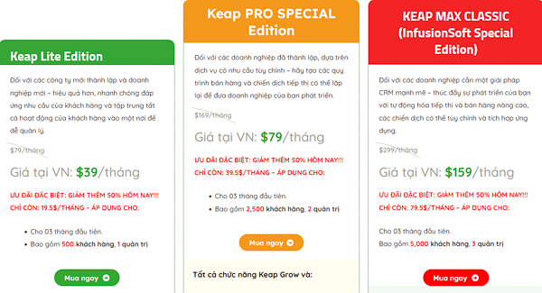 bảng giá phần mềm CRM cho agency K