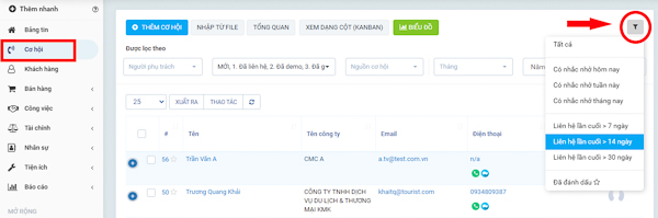 phần mềm crm giáo dục đào tạo tốt nhất slimcrm tính năng