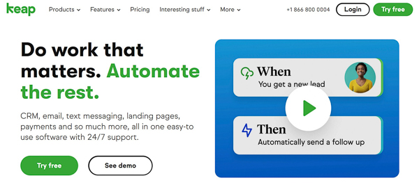 phần mềm crm lĩnh vực dịch vụ tư vấn keap