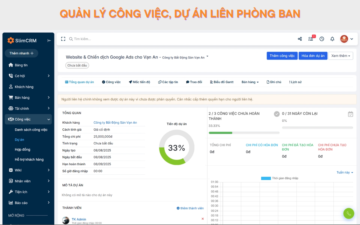 Phần mềm giao việc cho nhân viên SlimCRM