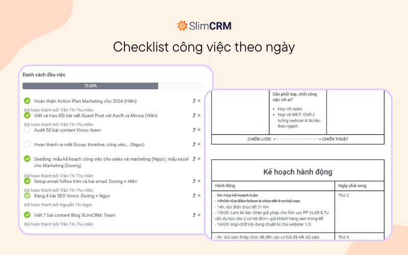 Phần mềm lập kế hoạch công việc SlimCRM