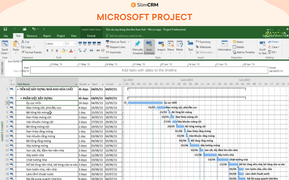 Phần mềm lập tiến độ thi công 1