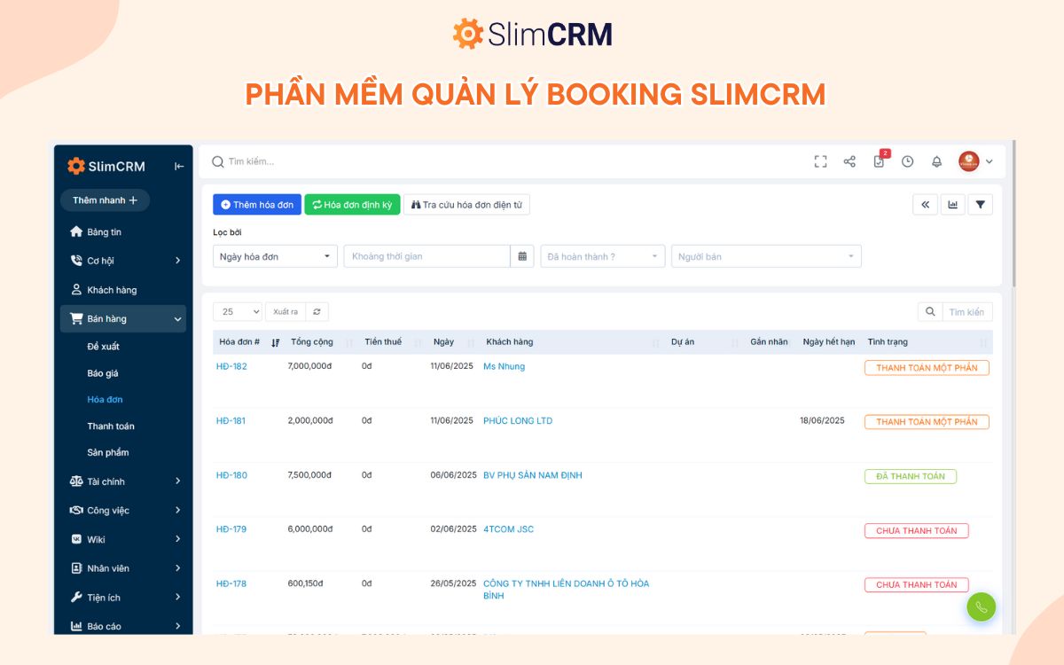 Phần mềm quản lý booking 1