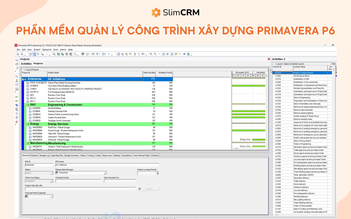 phần mềm quản lý công trình xây dựng primavera p6