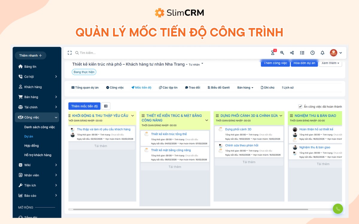 phần mềm quản lý công trình xây dựng slimcrm 2