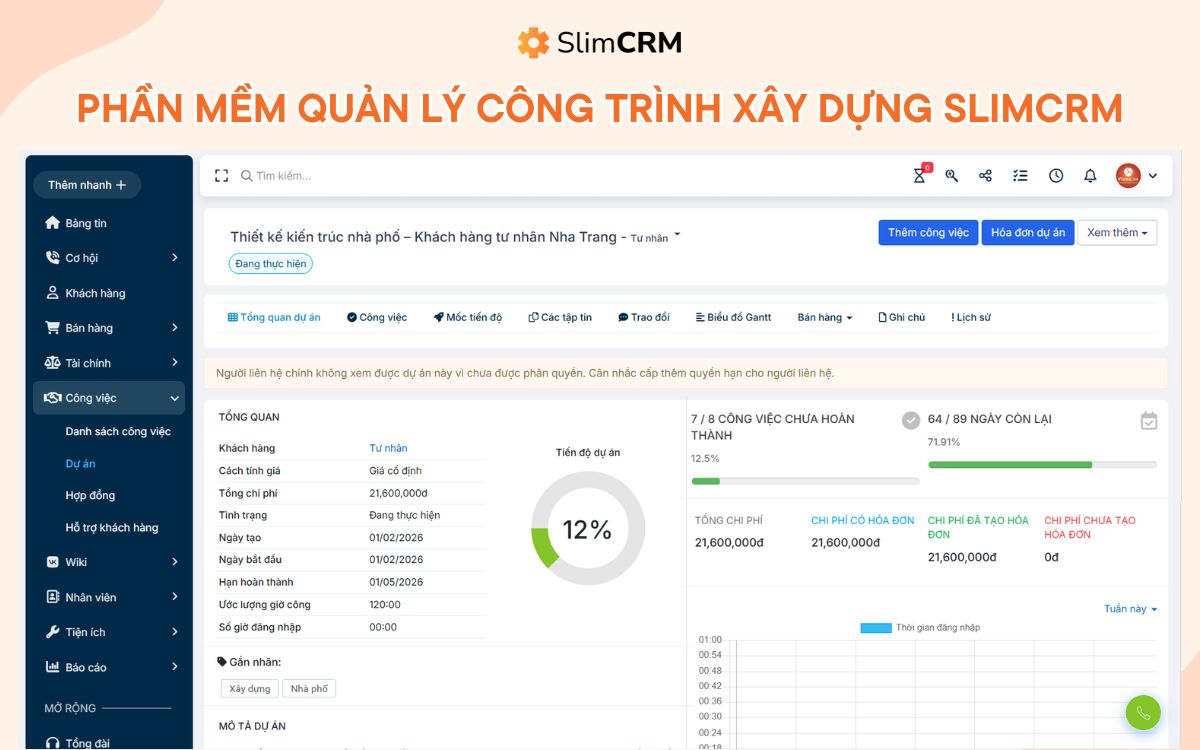 phần mềm quản lý công trình xây dựng slimcrm