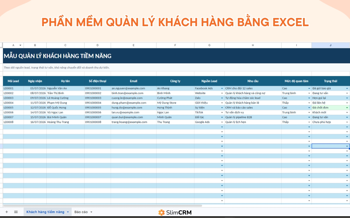phần mềm quản lý khách hàng bằng excel