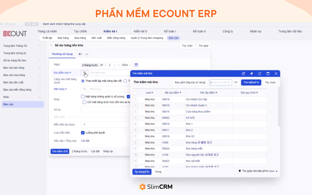 phần mềm quản lý kho ecount erp