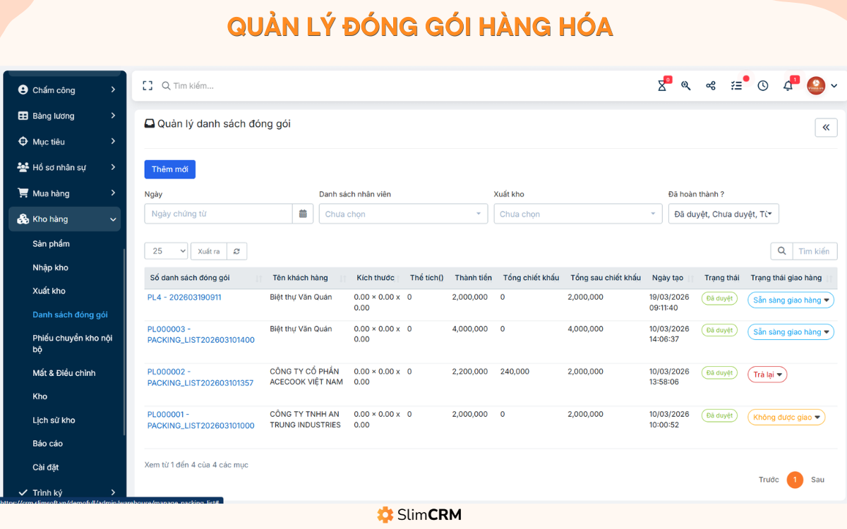 phần mềm quản lý kho SlimCRM