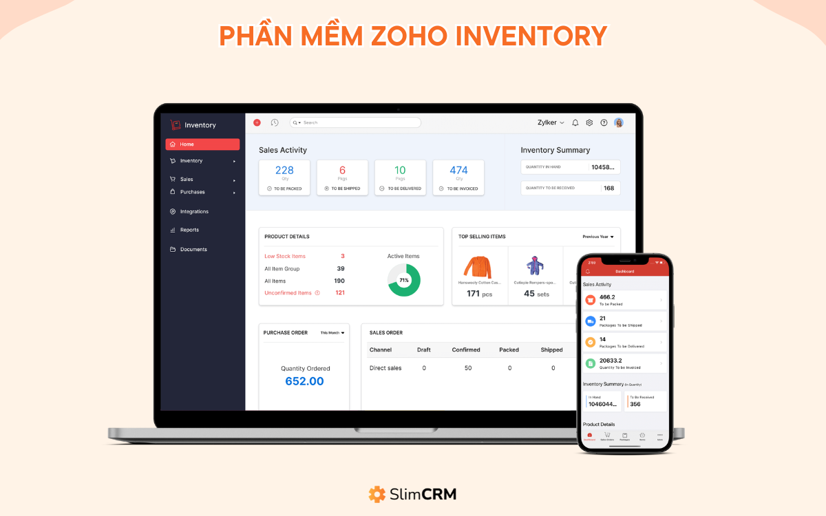 phần mềm quản lý kho zoho inventory