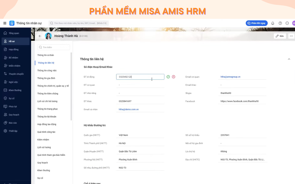 phần mềm quản lý nhân sự Amis HRM