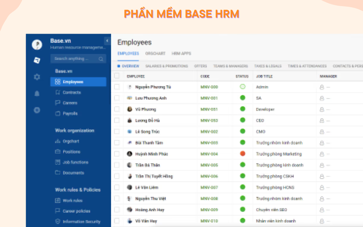 phần mềm quản lý nhân sự Base HRM