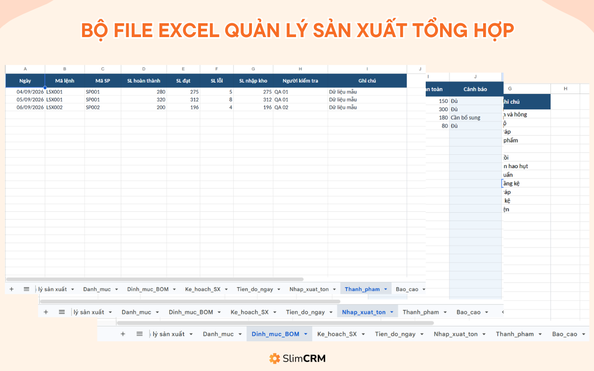 File excel quản lý sản xuất tổng hợp