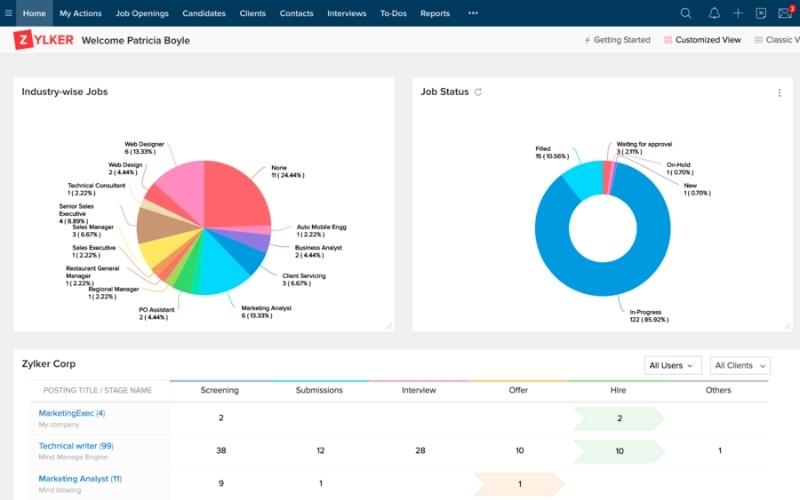 Phần mềm tuyển dụng nhân sự Zoho Recruit