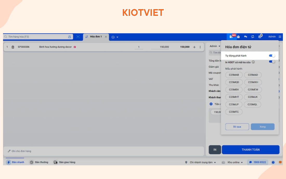 Phần mềm tạo hóa đơn bán hàng Kiotviet