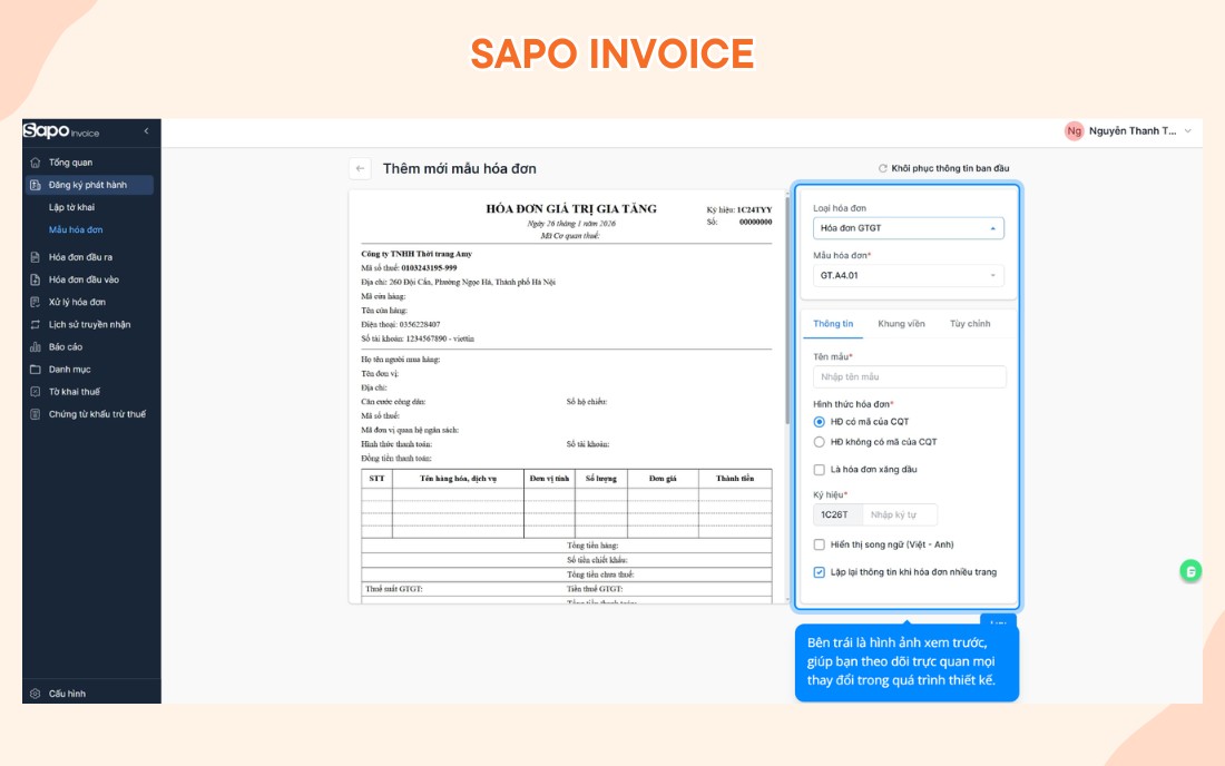 Phần mềm tạo hóa đơn bán hàng sapo