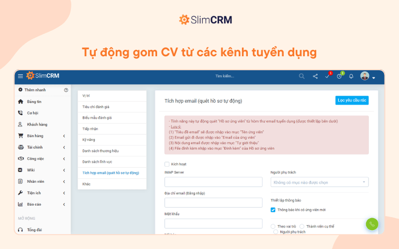 Phần mềm quản trị nhân sự SlimCRM