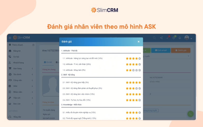 Phần mềm quản trị nhân sự SlimCRM