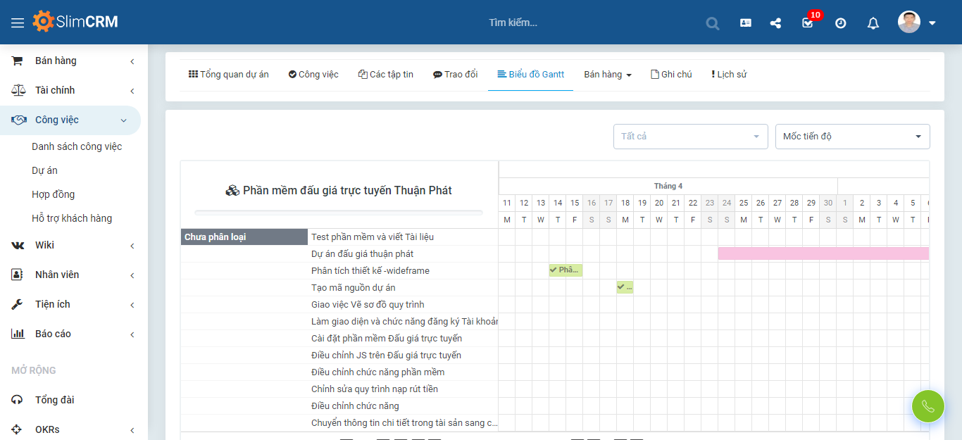 CRM hỗ trợ quản lý dự án theo các phương pháp hiện đại
