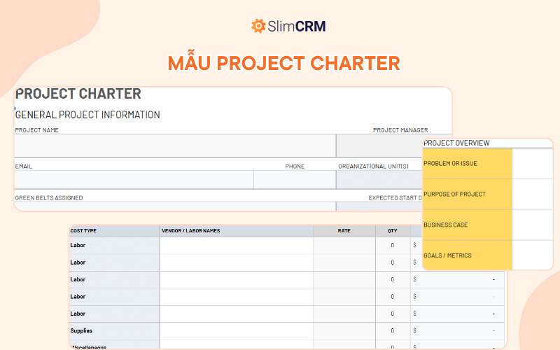 Mẫu Project Charter trên Excel