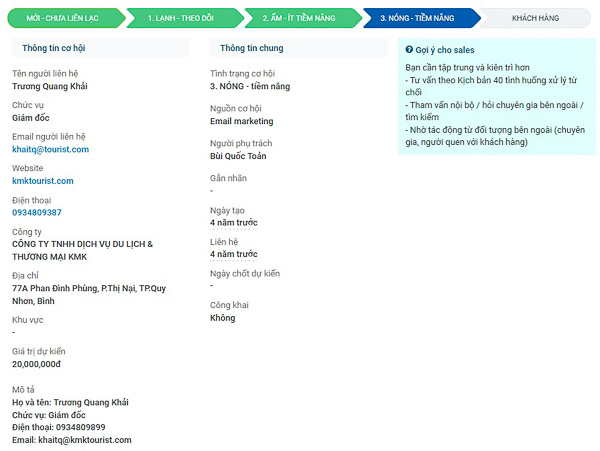 Quản lý lead theo đường ống bán hàng sales pipeline