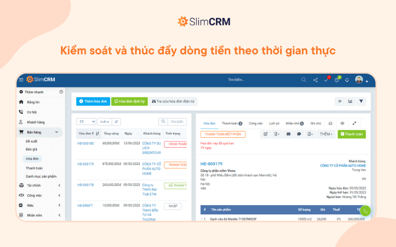 Phần mềm quản lý tài chính SlimCRM