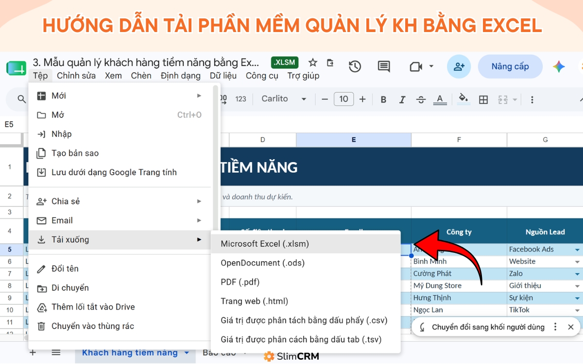 Hướng dẫn tải phần mềm quản lý khách hàng bằng excel