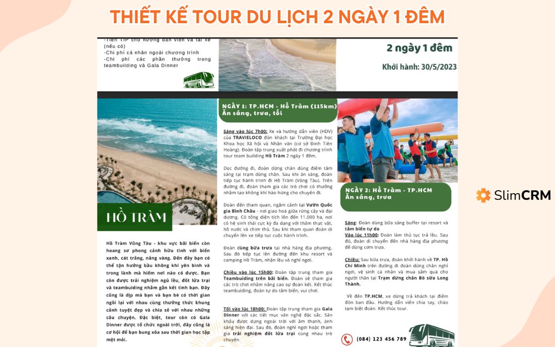 thiết kế tour du lịch 2 ngày 1 đêm