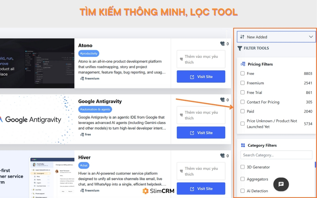 tính năng lọc của Openfuture