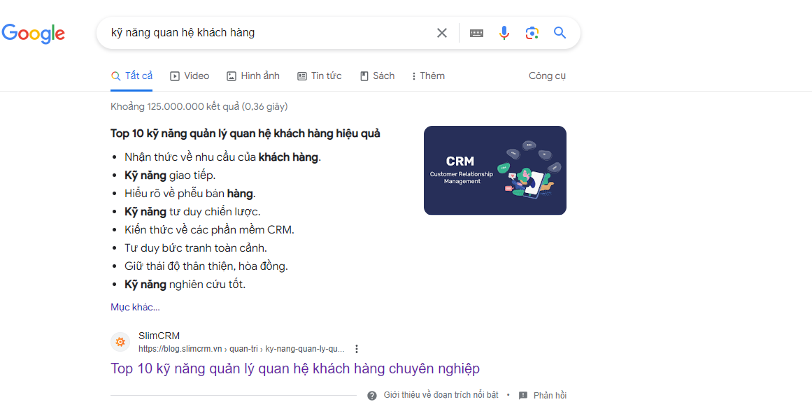 Ví dụ về Featured Snippet của Google