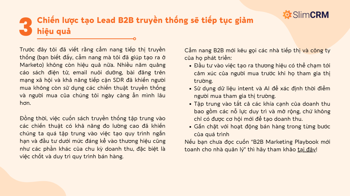 Xu hướng B2B Marketing 3: Chiến lược tạo nhu cầu B2B truyền thống sẽ tiếp tục giảm hiệu quả