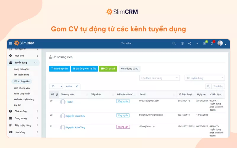 Gom CV từ các kênh tuyển dụng