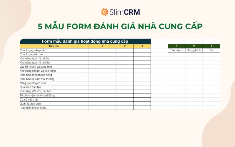 5 Form đánh giá nhà cung cấp